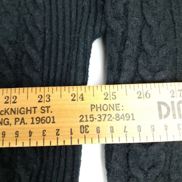 J.J. Browne Women's L Cardigan Shawl Sweater Wool-Blend Lounge Cable-Knit Black - Picture 8 of 12